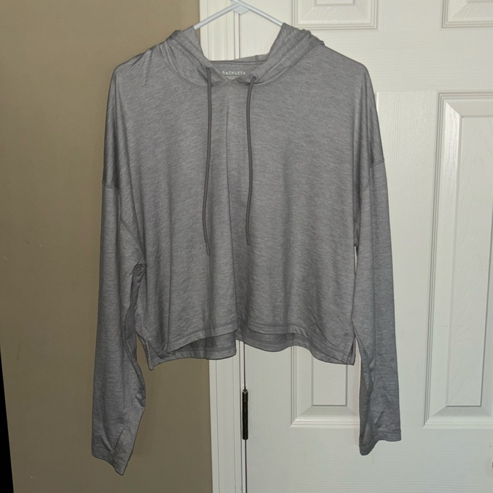a cropped light hoodie